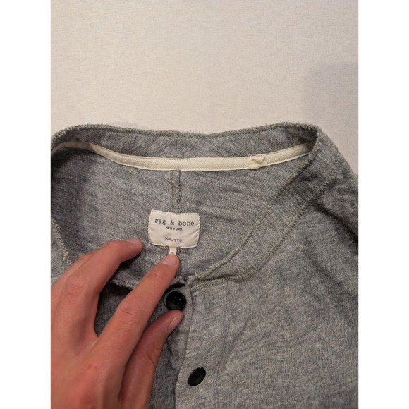 Rag & Bone Mens 2XL Long Sleeve Henley Shirt Heather Grey Spring 100% Cotton - Picture 8 of 12